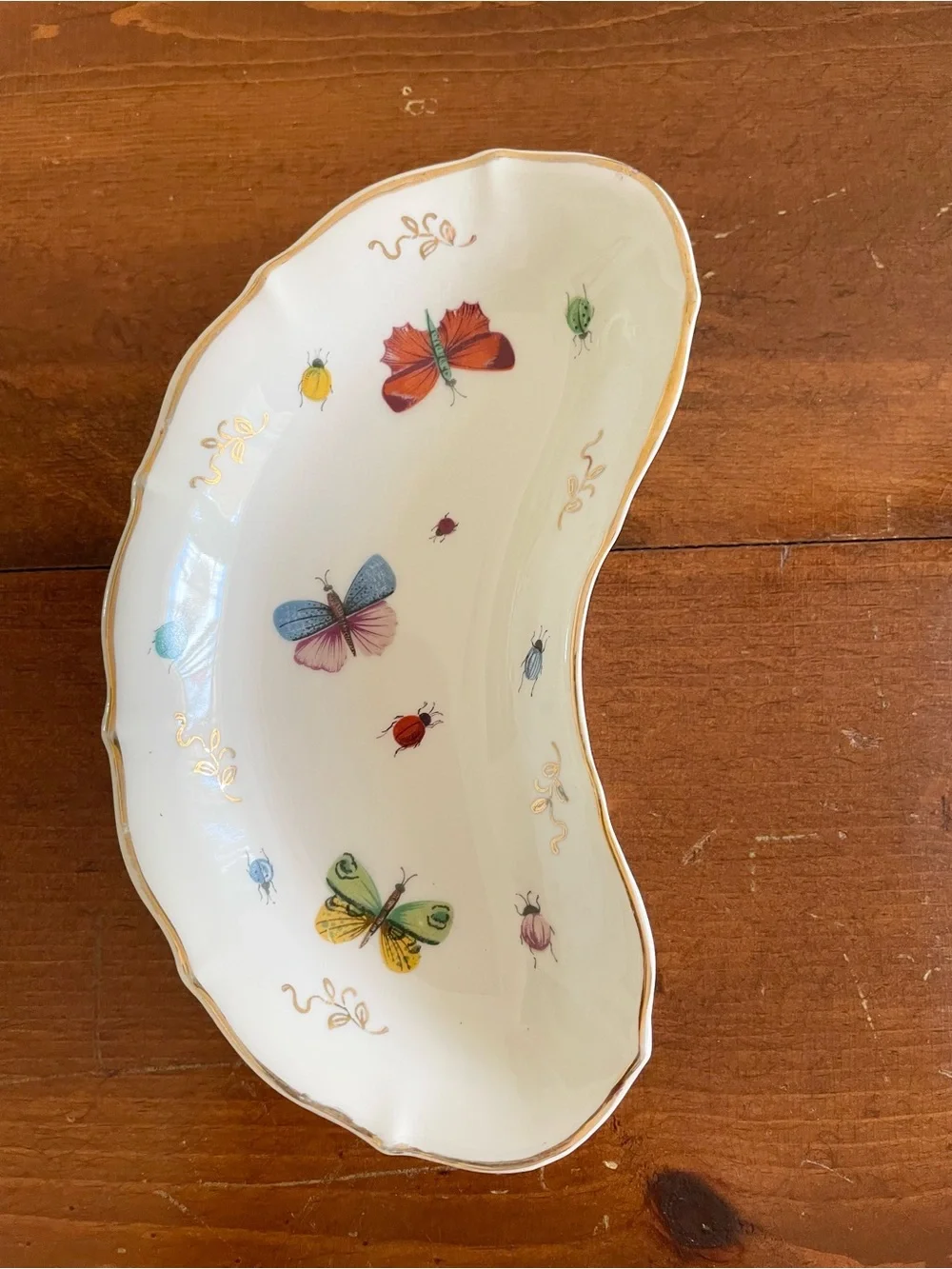 Vintage Royal Crown Japan Spring Time Crescent Bone Dish Butterflies Cottagecore